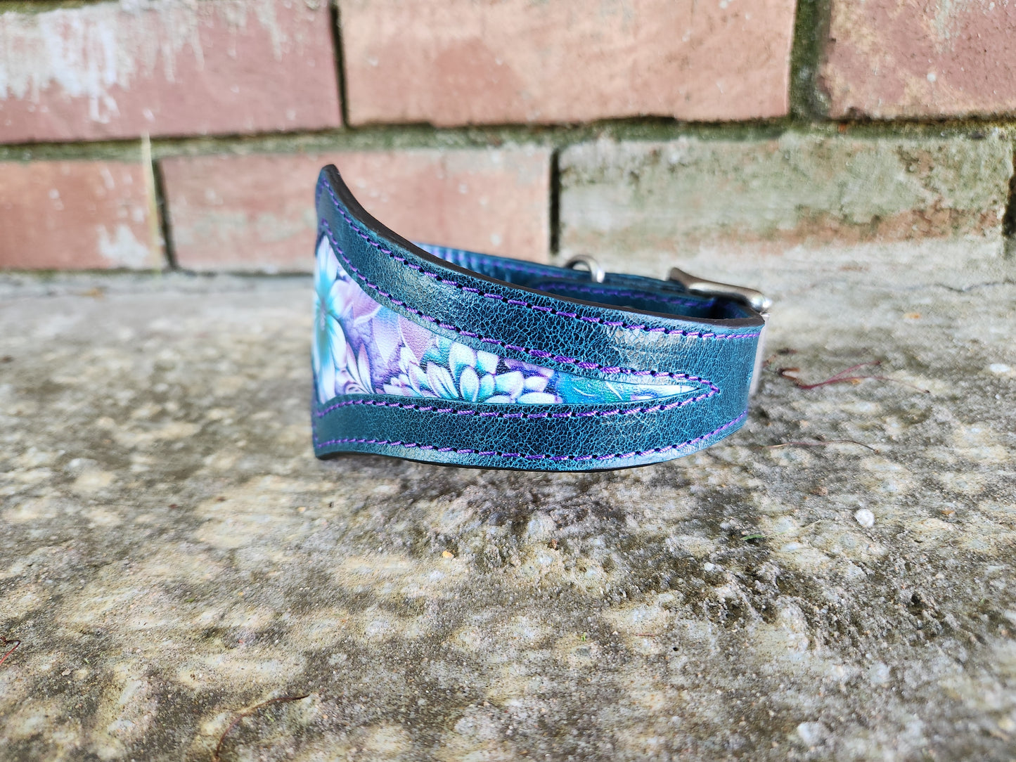 Custom Teal Floral Collar