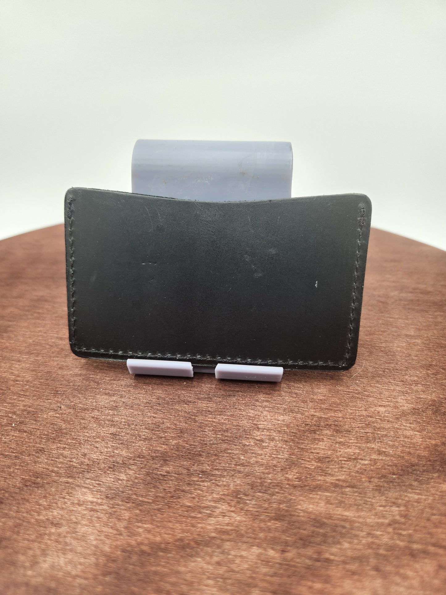 Horizontal Leather Card Wallet – Black & Blue Pebbled Embossed Leather