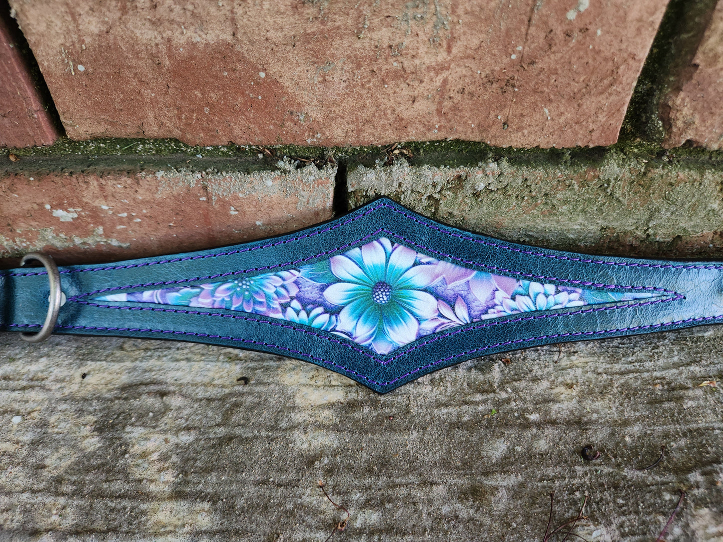 Custom Teal Floral Collar