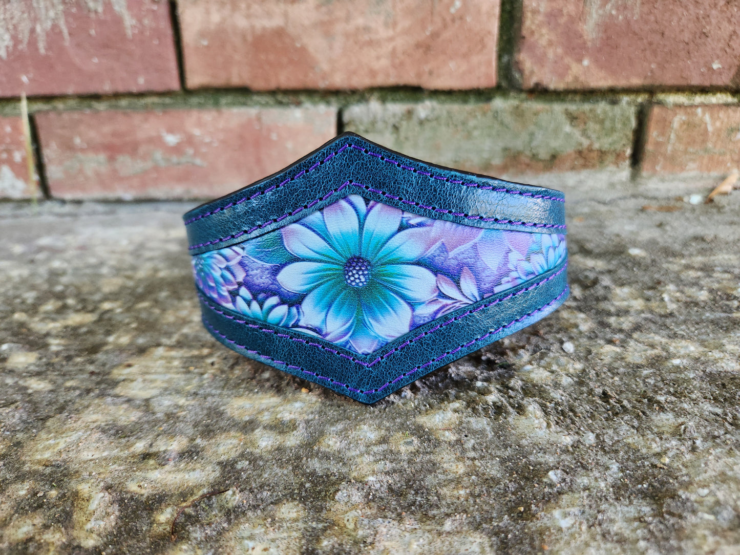Custom Teal Floral Collar