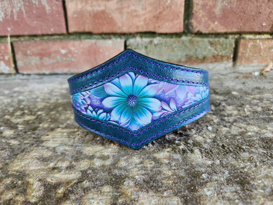 Custom Teal Floral Collar