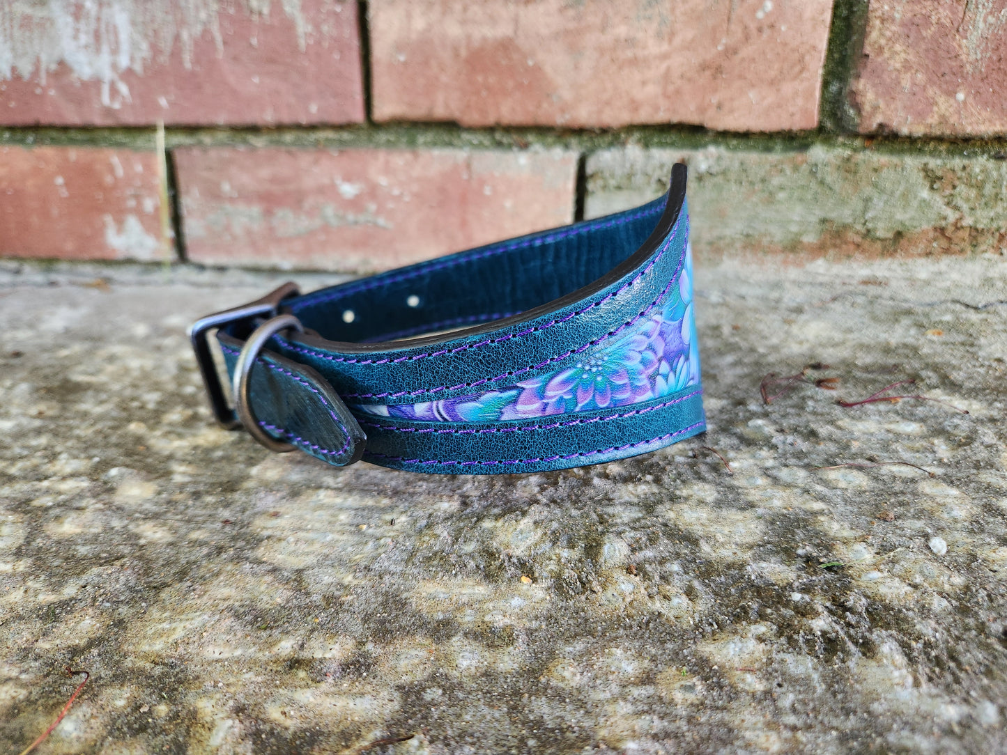 Custom Teal Floral Collar