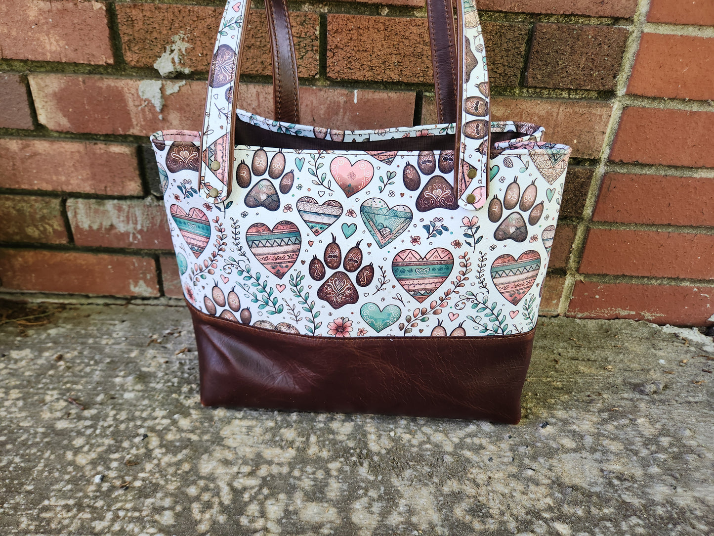 Tote Bag with Patterned Leather