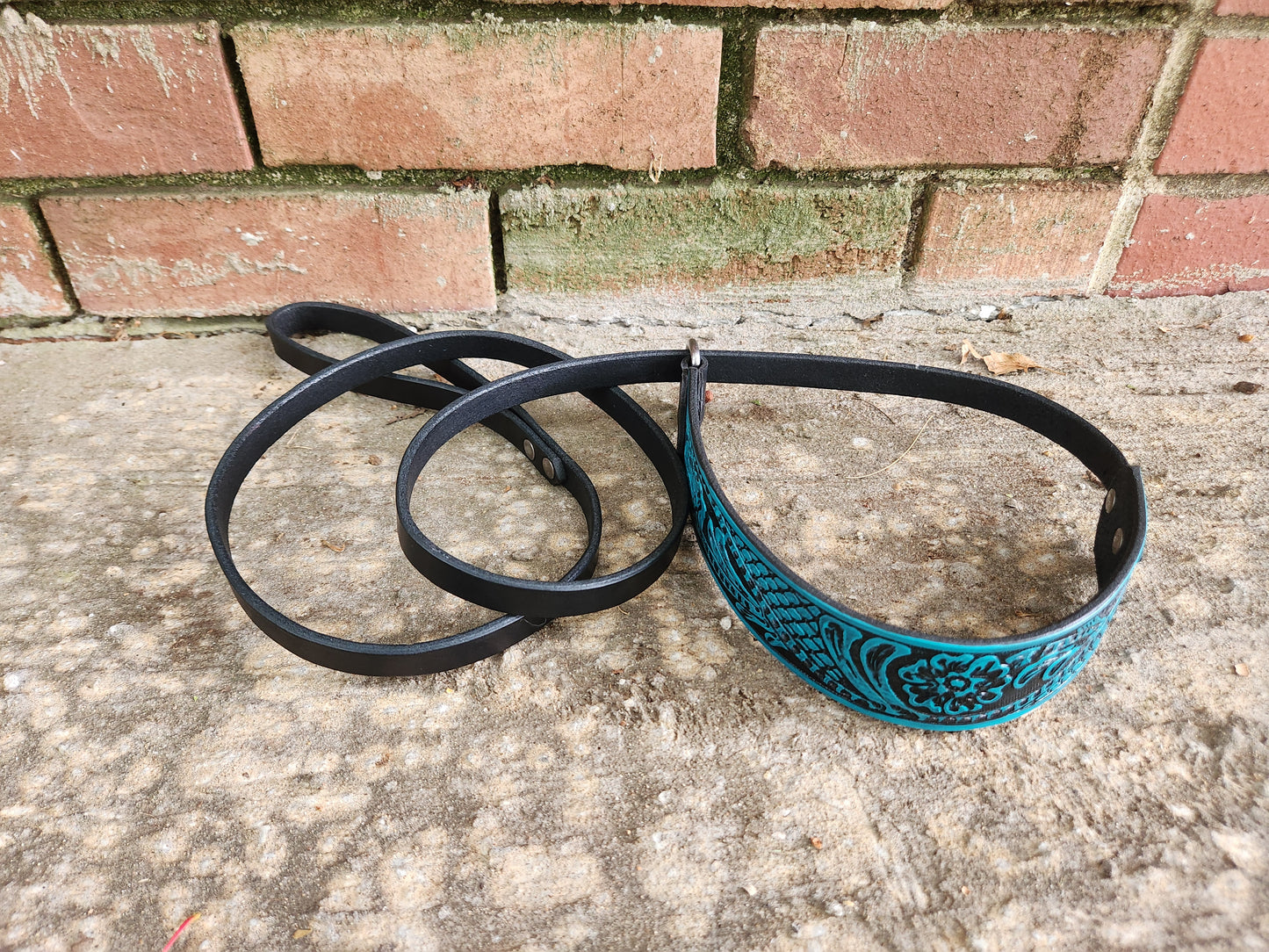Teal Floral Slip Leash