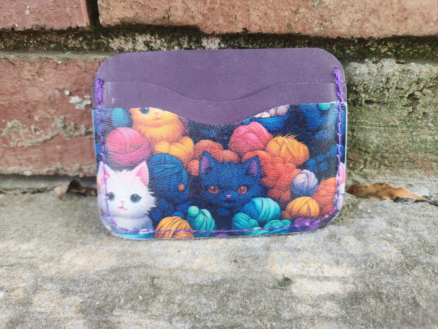 Horizontal Kitten & Yarn Card Wallet