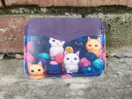 Horizontal Kitten & Yarn Card Wallet