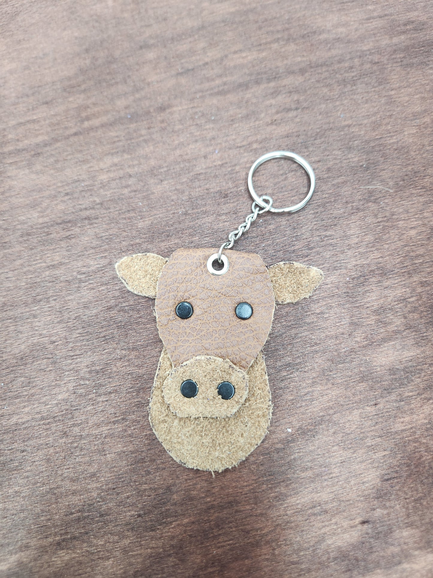 Brown Leather Cow Keychain