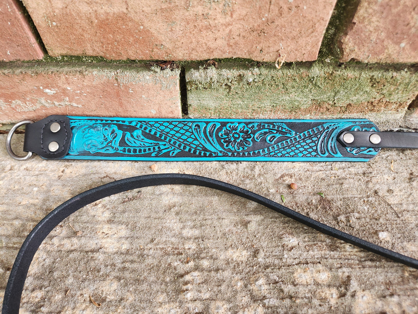 Teal Floral Slip Leash