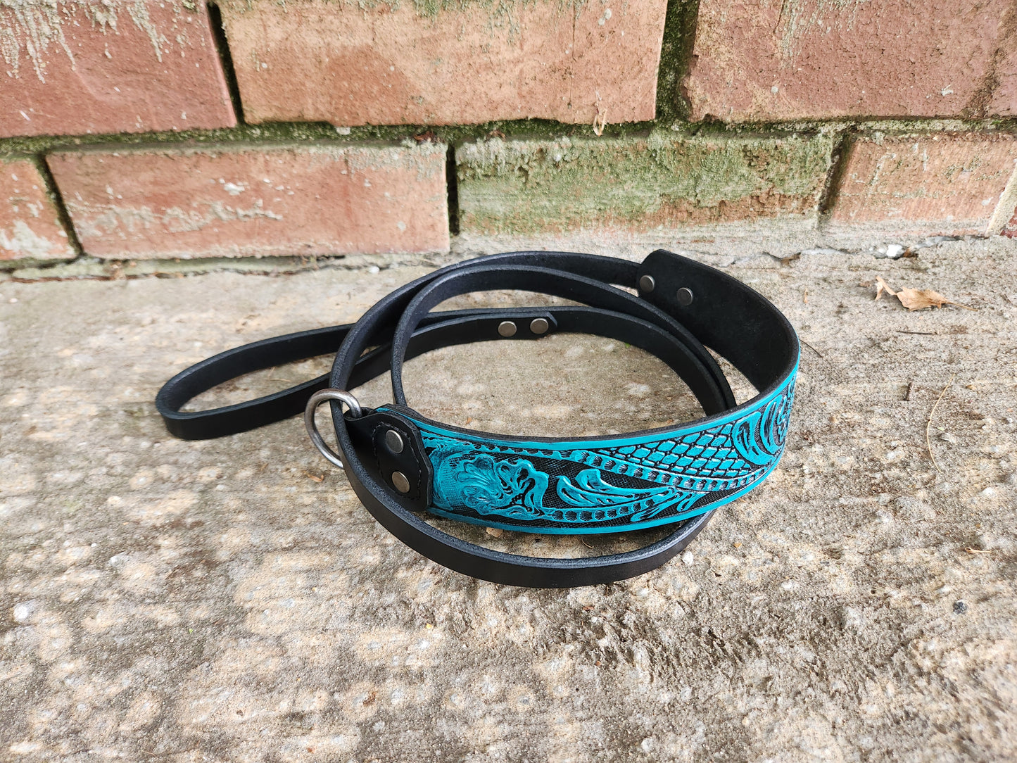 Teal Floral Slip Leash