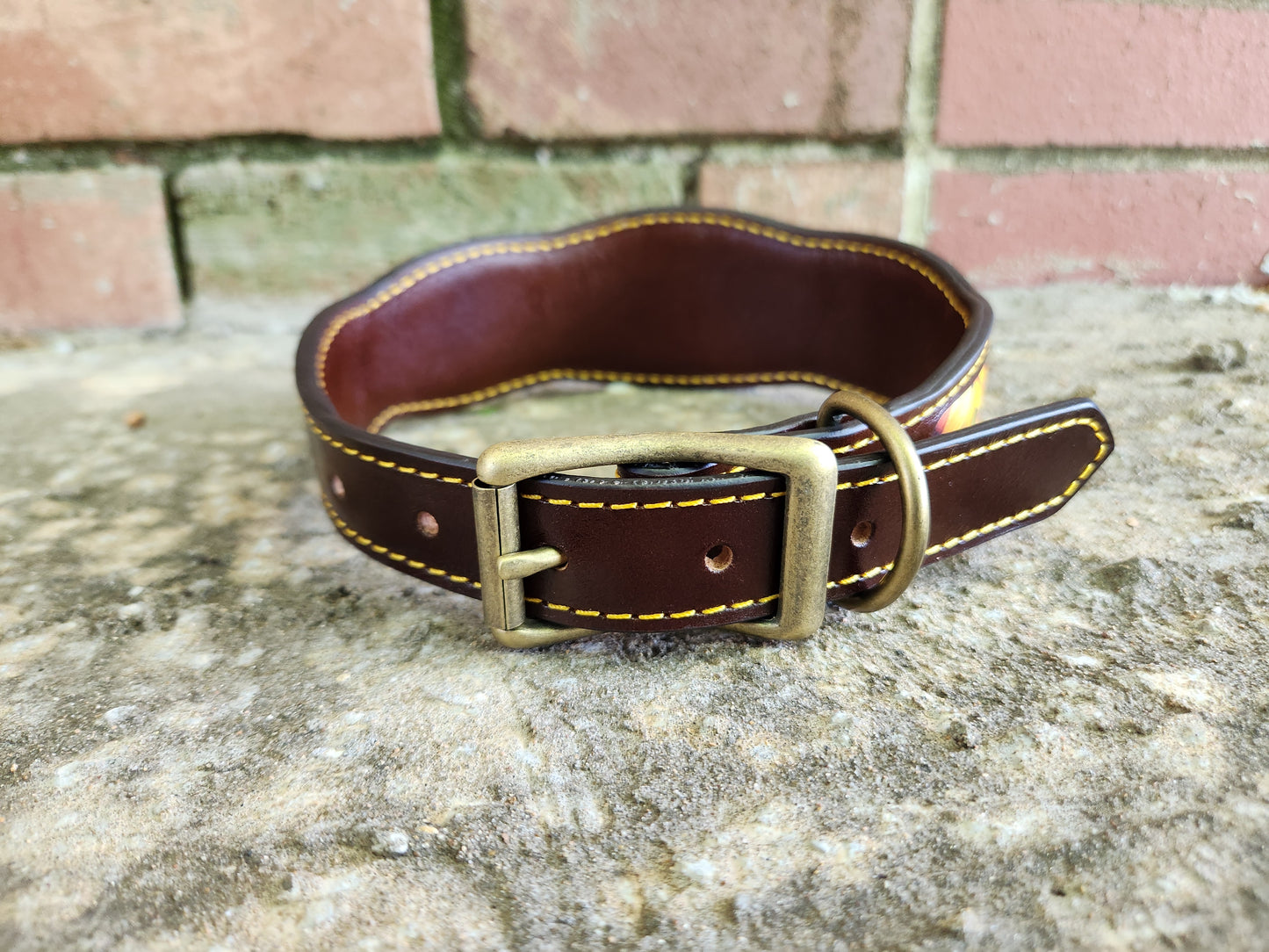 Custom Sunflower Leather Collar
