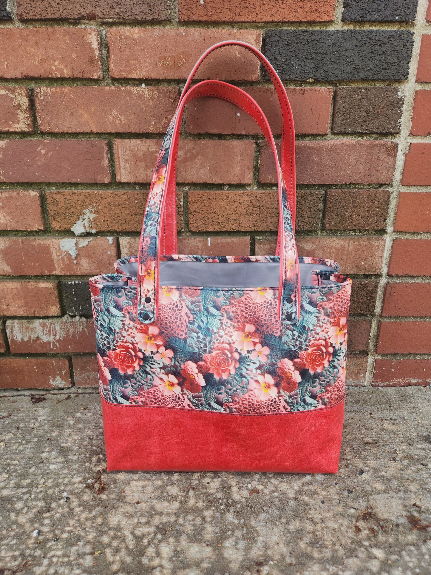 Tote Bag with Patterned Leather